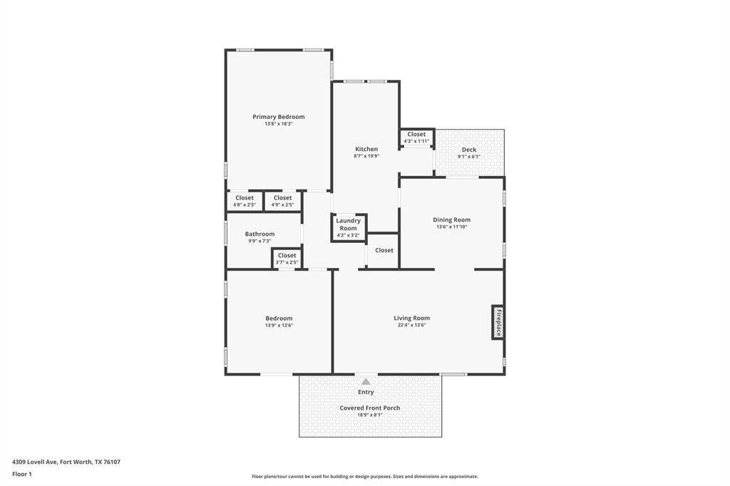 Floor plan with estimated dimensions.