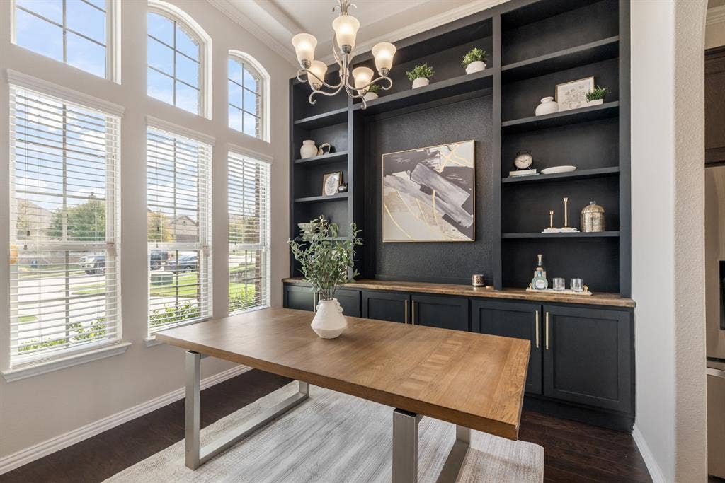 3605 Barby Court, Midlothian, TX 76065 Built-in shelving and cabinetry with wood-finish countertops