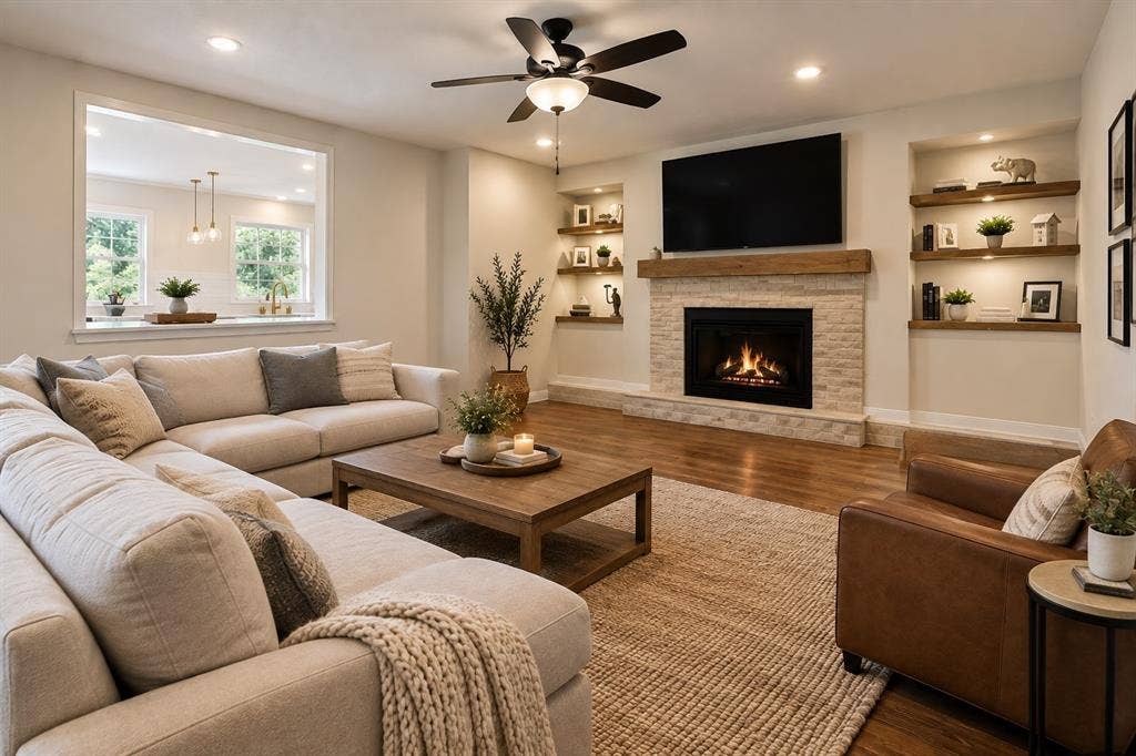 This image is digitally enhanced with proper dimensions for buyers to see how warm and cozy this room could be