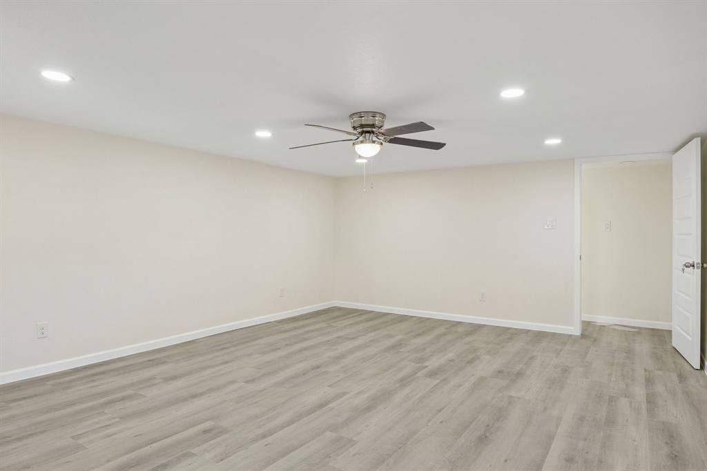 Flex space has a closet, cut out for a coffee bar and beverage area - perfect for a home gym, office or entertainment space