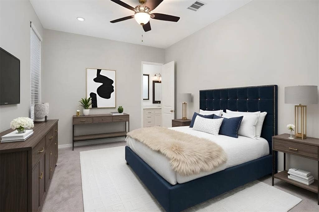 1015 Permian Lane, Allen, TX 75013 Guest Bedroom Downstairs | Virtually Staged