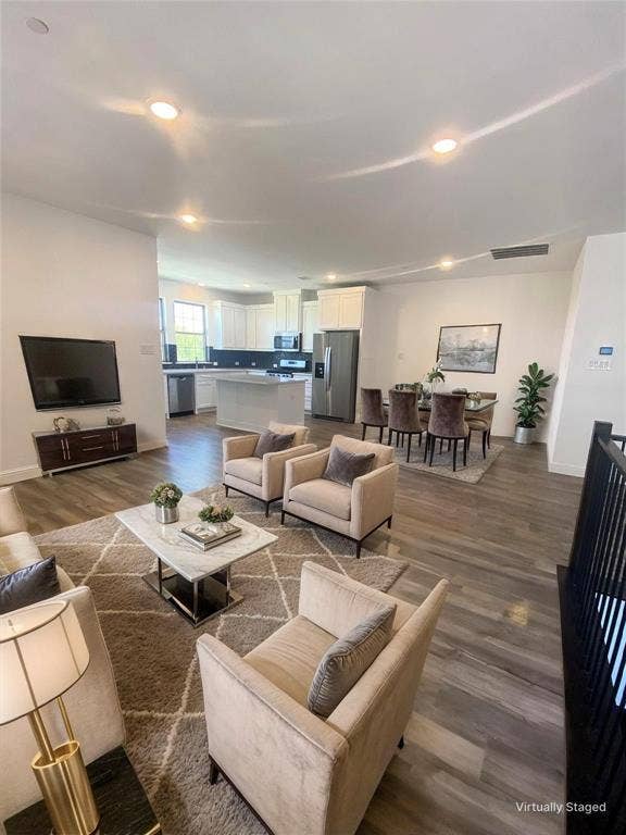 7297 Sacaton Trail, Frisco, TX 75033 Open Floorplan with Living, Dining and Kitchen Areas