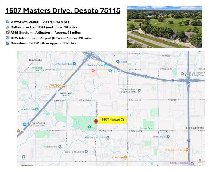 1607 Masters Drive, DeSoto, TX 75115 Location