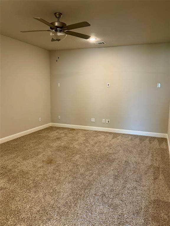 1196 Putnam Drive, Frisco, TX 75036 Recessed lighting, ceiling fan with integrated light fixture, neutral wall paint, and plush carpeting
