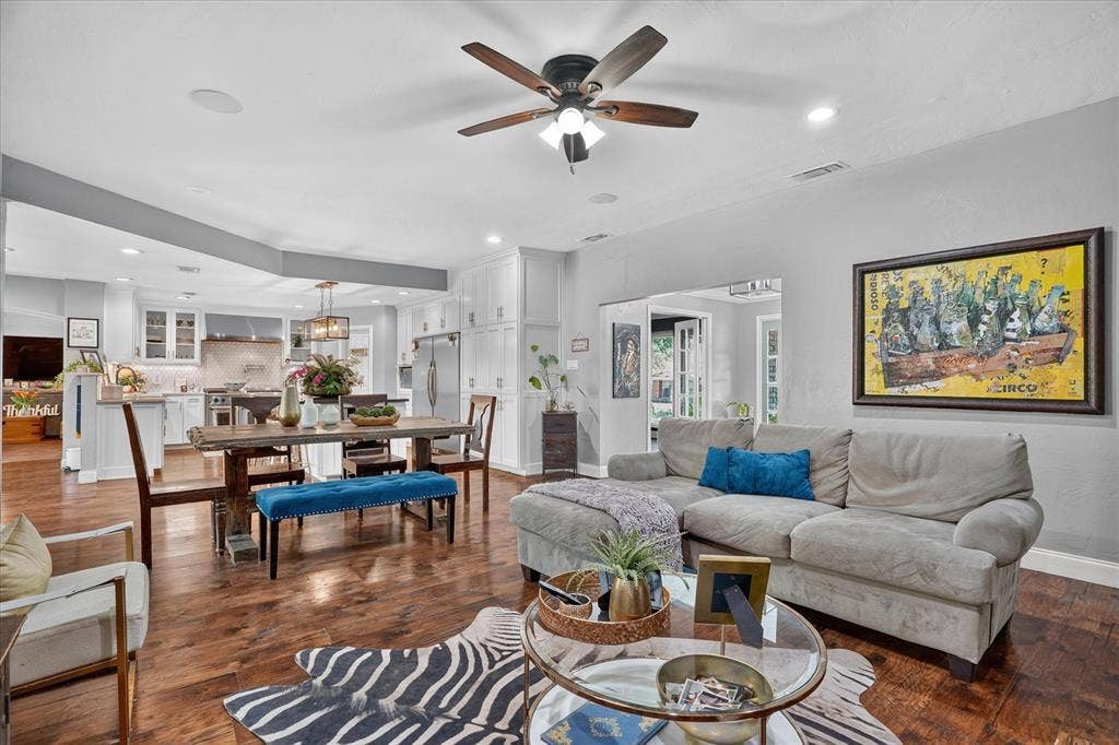 7016 Battle Creek Road, Fort Worth, TX 76116 Wood-finish flooring throughout, recessed lighting, and a ceiling fan