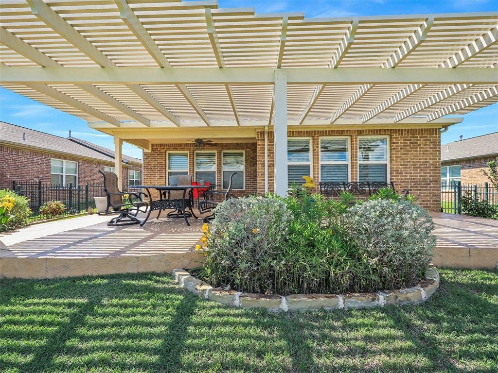 7470 Birmingham Forest Drive, Frisco, TX 75036 View of terrace featuring a pergola