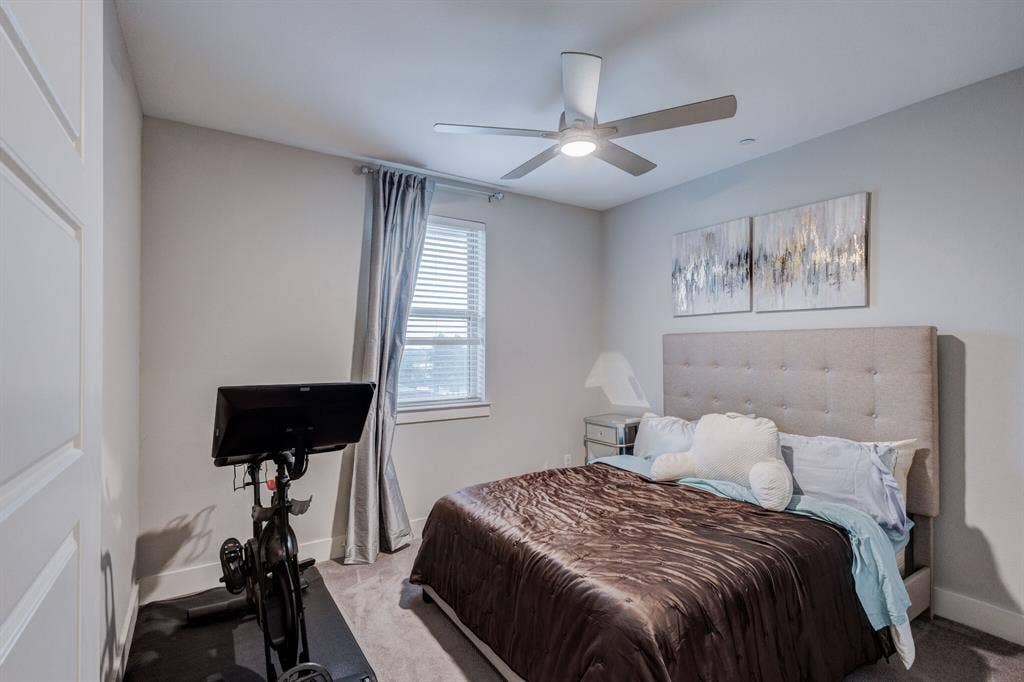 4814 Empire Way, Irving, TX 75038 Recessed lighting, ceiling fan with integrated light, window with blinds, and neutral wall tones