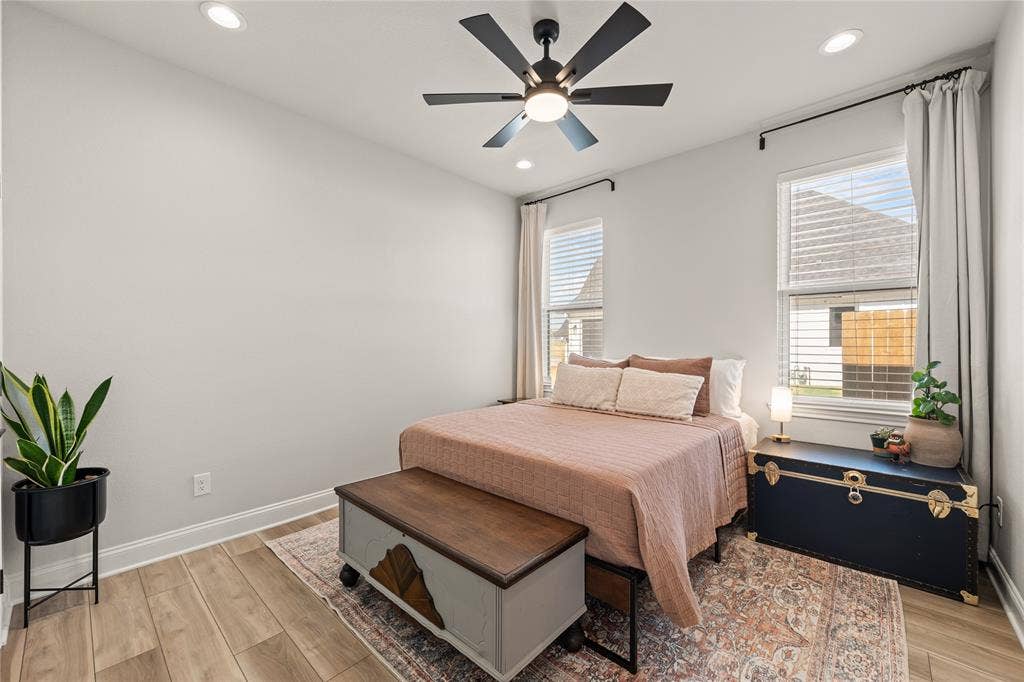 149 Water View Lane, Robinson, TX 76706 Wood-finish flooring throughout, recessed lighting, and a ceiling fan with integrated lighting