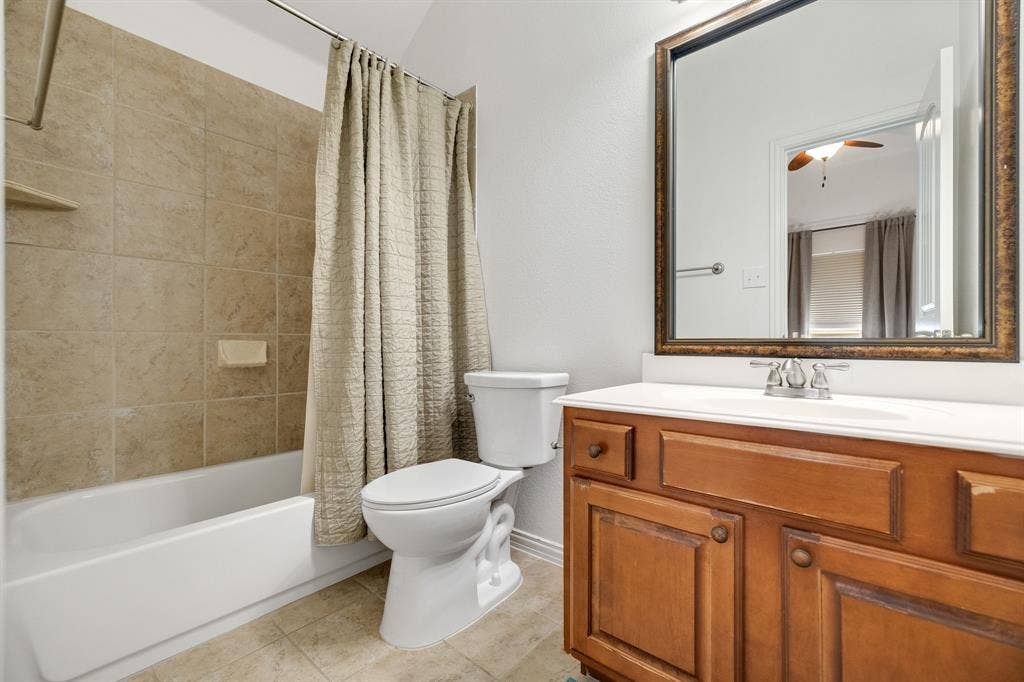 Bathroom that is attached to one of the upstairs bedrooms.