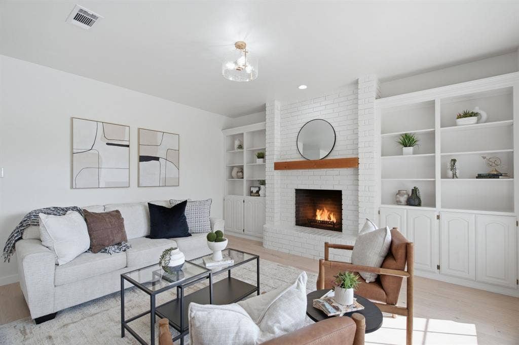 wood burning fireplace