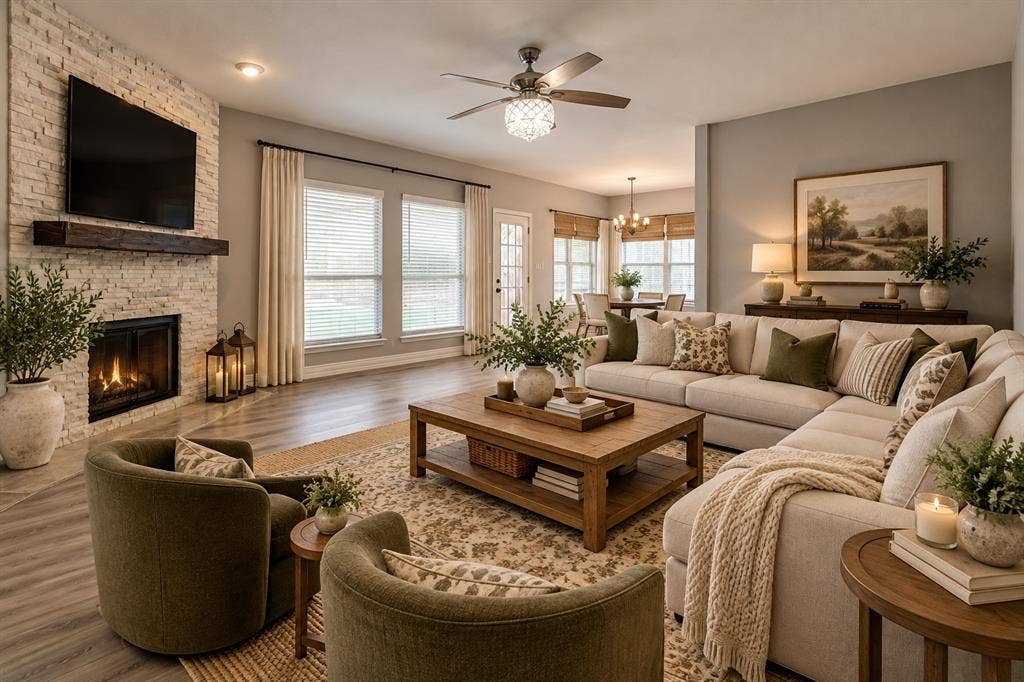4005 Baywatch Drive, Rowlett, TX 75088 Digitally staged family room & breakfast area