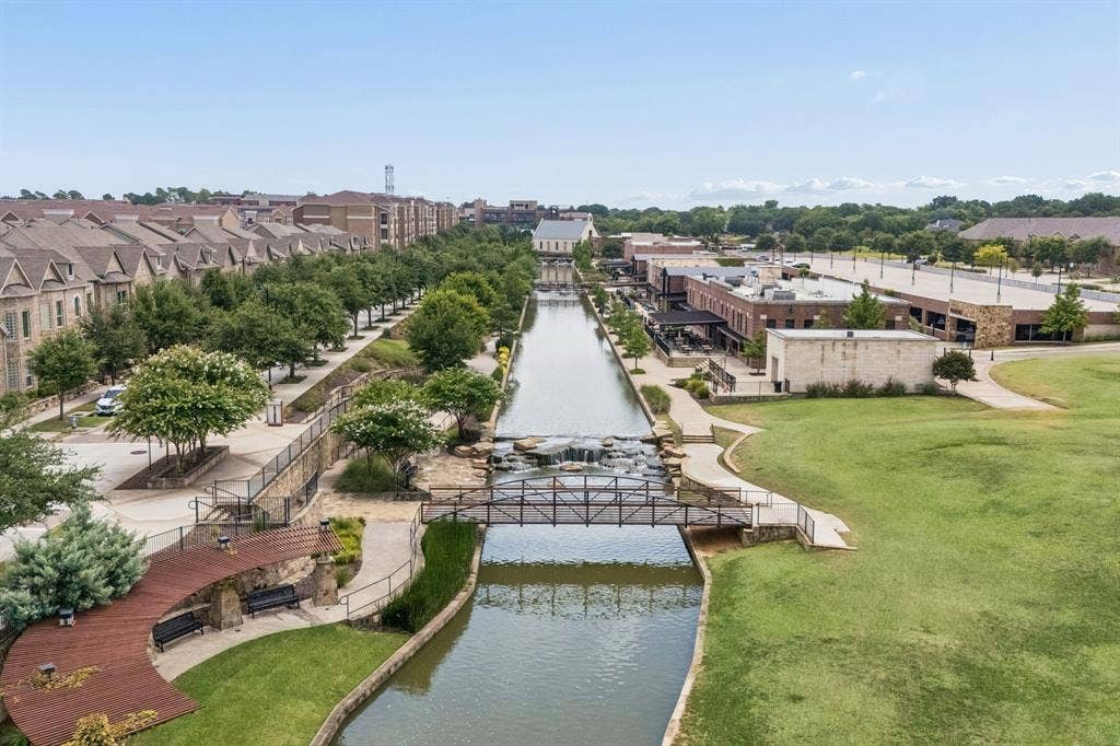 Ariel view of River Walk and restaurants