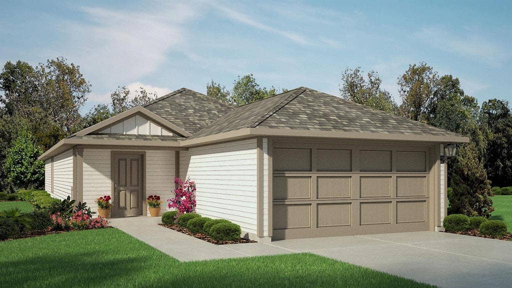 Front Elevation - D.R. Horton's Franklin floor plan elevation W-All Home and community information, including pricing, included features, terms, availability and amenities, are subject to change at any time without notice or obligation. All Drawings, pictures, photographs, video, square footages, floor plans, elevations, features, colors and sizes are approximate for illustration purposes only and will vary from the homes as built.