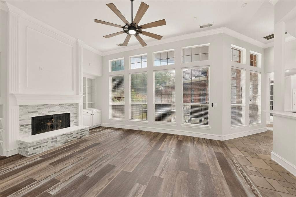 4237 McAlice Drive, Plano, TX 75093 Wood-finish flooring, recessed lighting, and a ceiling fan