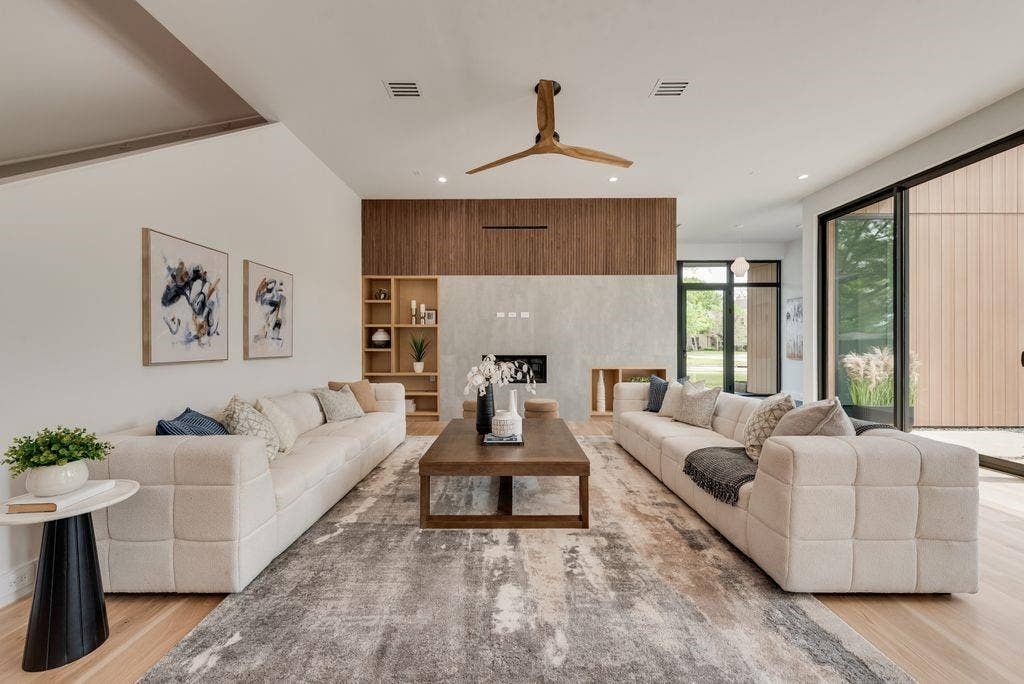 4103 Saranac Drive, Dallas, TX 75220 Custom built-ins and walnut mini fluted wood accents add depth, texture, and refined character.