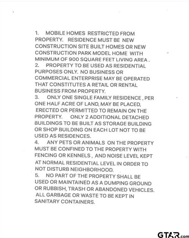DEED RESTRICTIONS !!  FILED WITH COUNTY