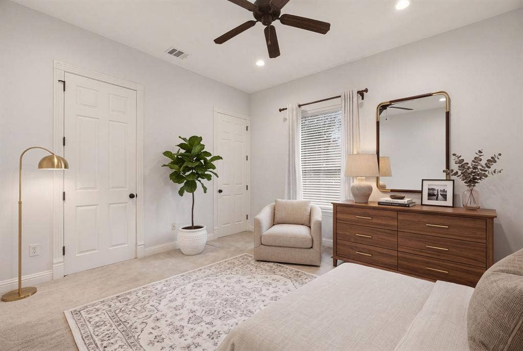 1120 Twin Oaks Drive, Prosper, TX 75078 Bedroom 4. All bedrooms have plush carpet & walk-in closets.