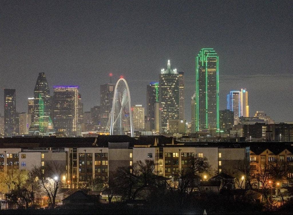 2802 Guymon Street, Dallas, TX 75212 City skyline featuring illuminated high-rise buildings and modern architecture