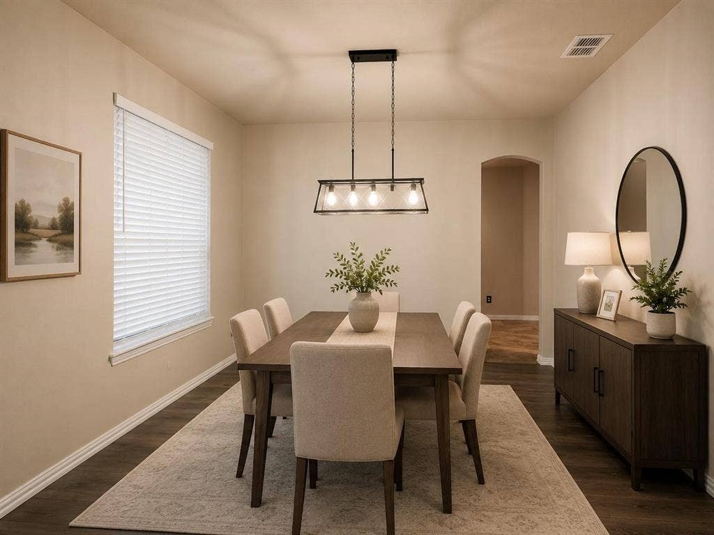 1114 Hidden Creek Drive, Allen, TX 75002 Recessed lighting, wood-finish flooring, and an arched doorway