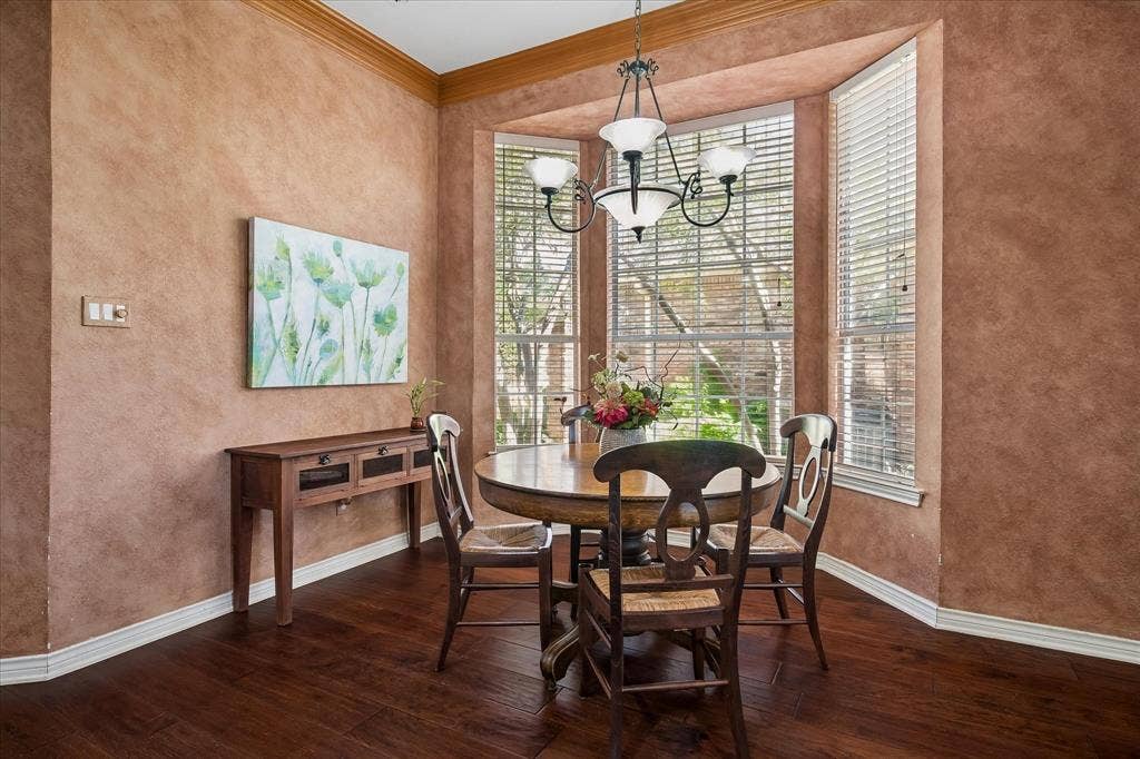 2204 Creekside Circle S, Irving, TX 75063 Beautiful bay window lets in just the right amount of light, iron chandelier