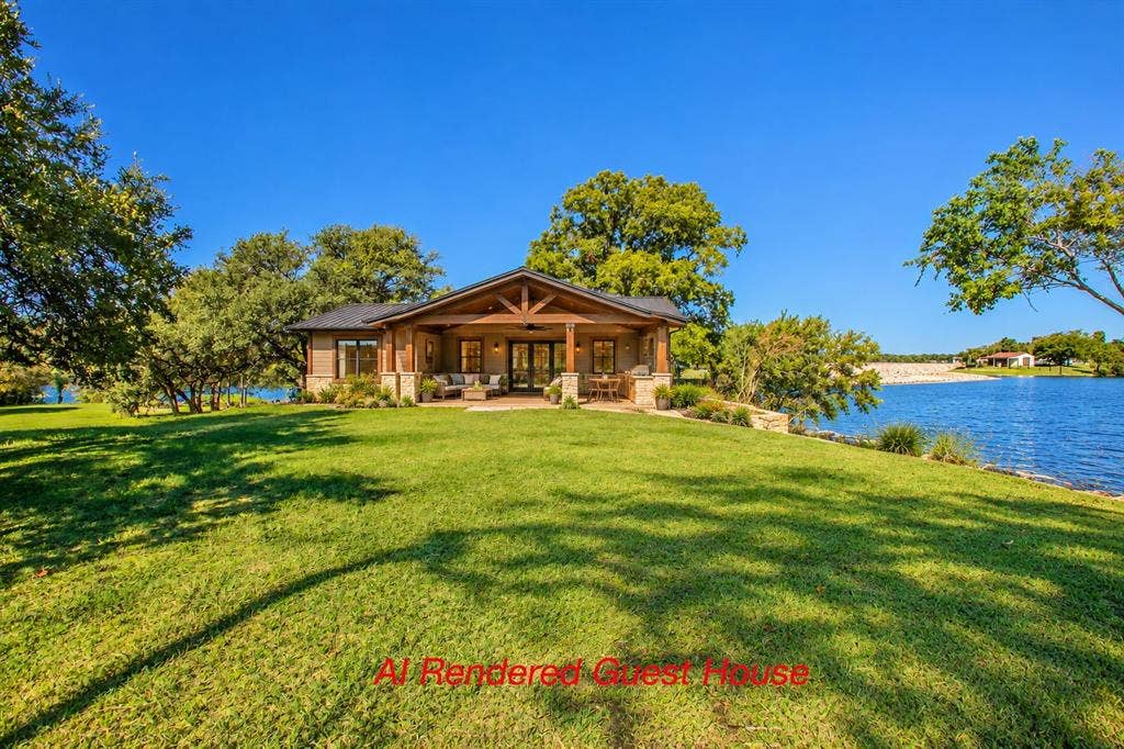 118 Spring Lake Drive, Lacy Lakeview, TX 76705 Dream a little....AI rendering of a guest house in place of the Workshop/RV space!