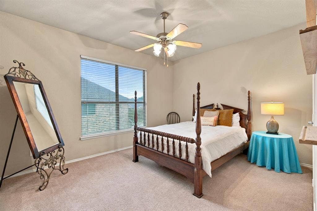 4220 Boxwood Drive, Denton, TX 76208 Upstairs 4th Bedroom. Very large. Great for multi gen or to have a very private retreat that is closed off from the downstairs area