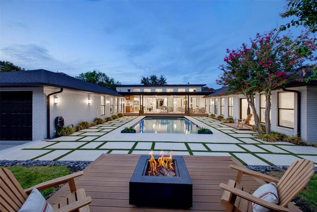 4624 Willow Lane, Dallas, TX 75244 There is a grassy space to the right of the firepit