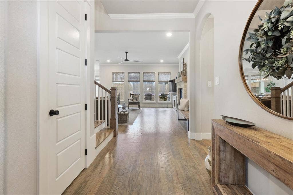 Wood-finish flooring throughout the main level