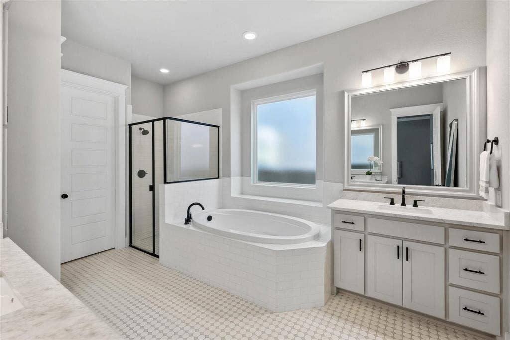 White hexagonal tile flooring