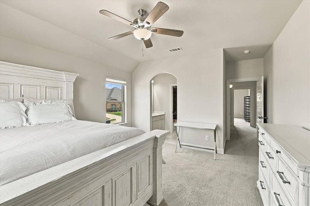 The bedroom connects to a jack-and-jill bath