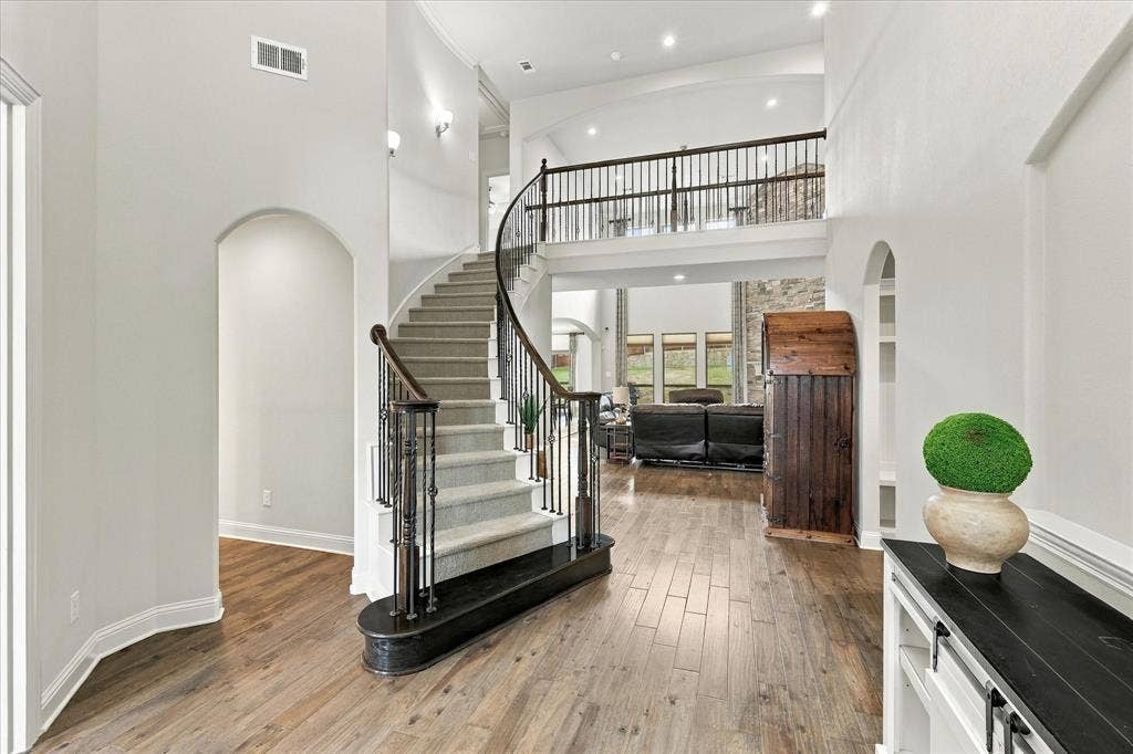 At the entrance you see the winding stairway