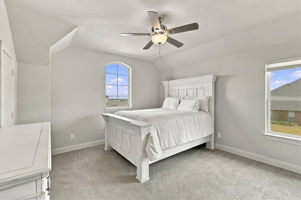 This upstairs bedroom has a generous walk-in closet