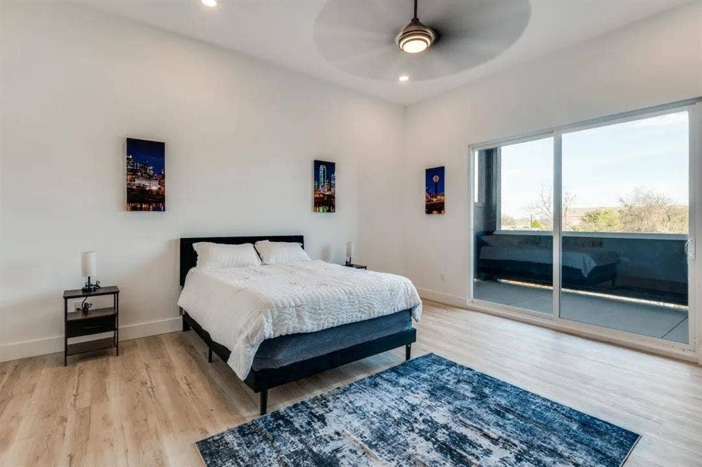 2806 Guymon Street, Dallas, TX 75212 Light wood-finish flooring, recessed lighting, and a ceiling fan