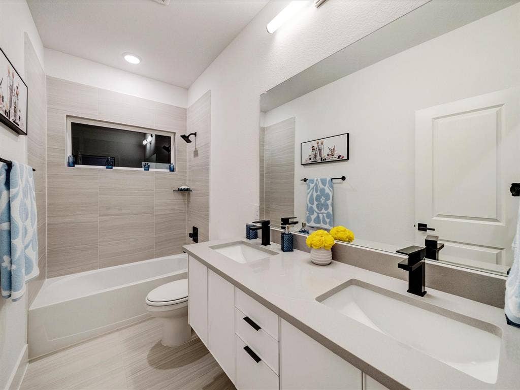 2313 Peters Colony Drive, Little Elm, TX 75036 Full bath featuring bathtub / shower combination and double vanity