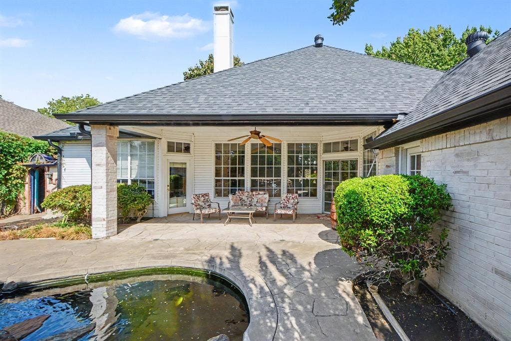 18824 Fortson Avenue, Dallas, TX 75252 Covered patio and koi pond