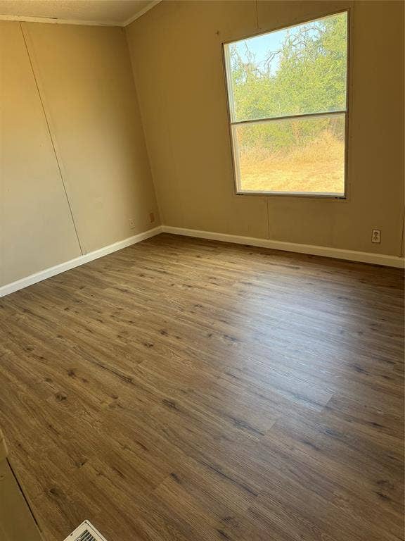 143 Summit Ridge Lane, Springtown, TX 76082 Wood-finish plank flooring with neutral wall paint and a single window