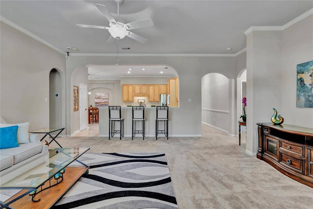 Living area opens up to the roomy kitchen for easy entertaining