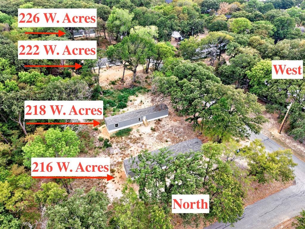 Aerial perspective of parcels featuring established mature trees and native vegetation throughout the grounds
