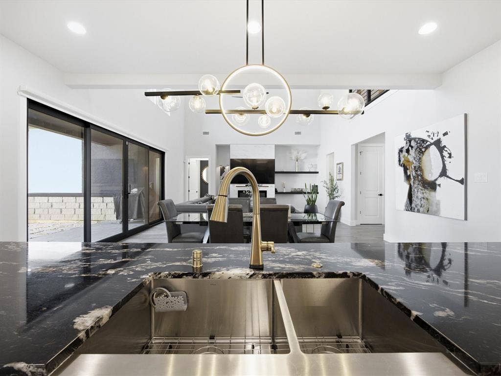 Kitchen, Living and Dining areas from the Kitchen island