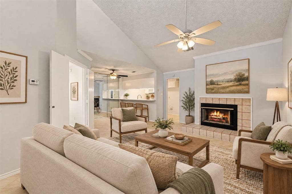 2800 Keller Springs Road, #1D, Carrollton, TX 75006 Living Room Virtually Enhanced