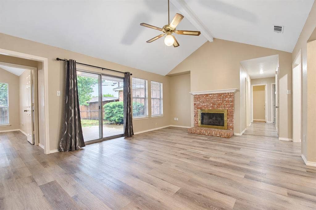 2040 Garden Crest Lane, Dallas, TX 75232 Living room, vaulted ceilings, gas fireplace