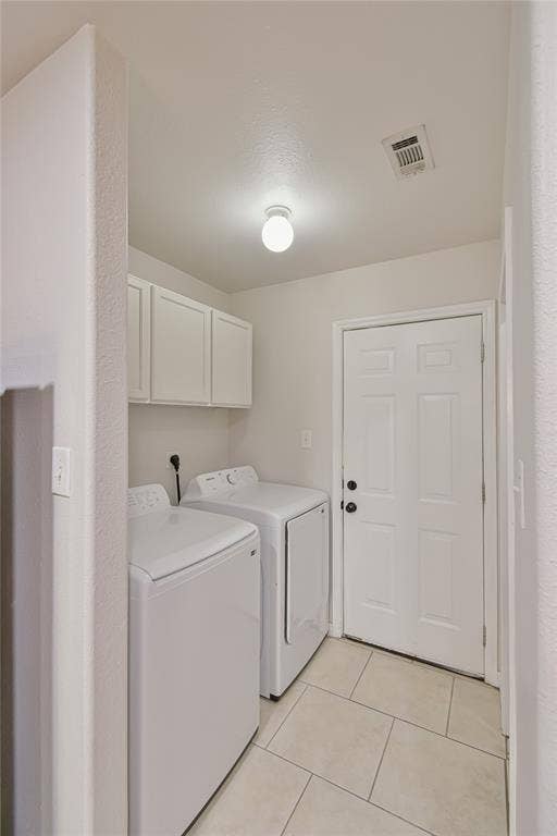 2108 8th Street, Brownwood, TX 76801 Laundry area with ceiling-mounted light fixture, upper cabinetry, and tile flooring