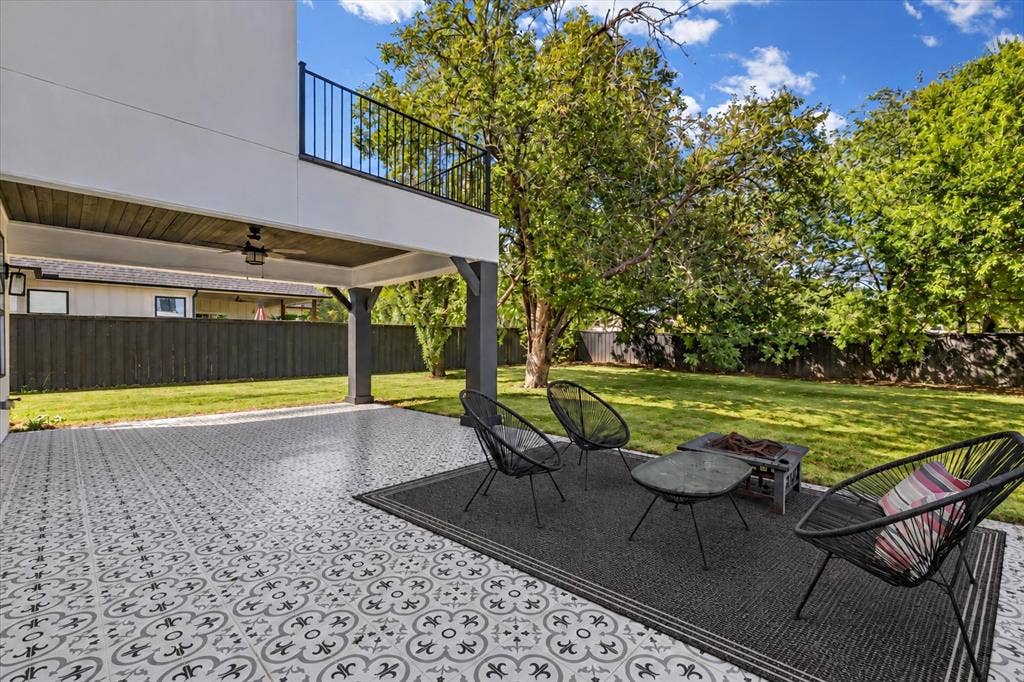 back patio and large yard
