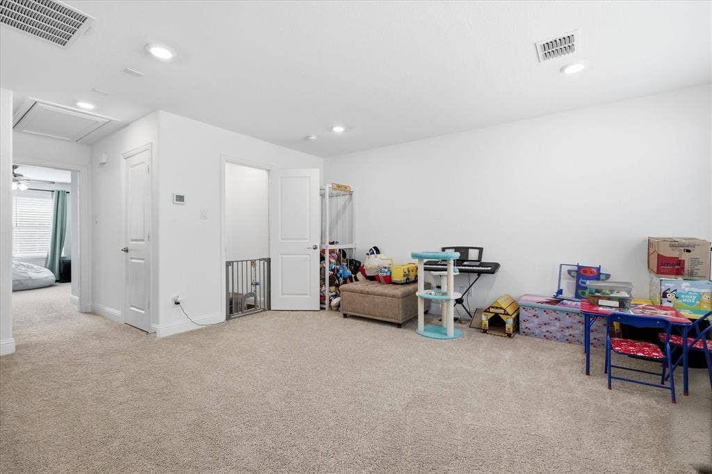 2637 Basswood Drive, Northlake, TX 76226 Recessed lighting, white walls, and carpeted flooring