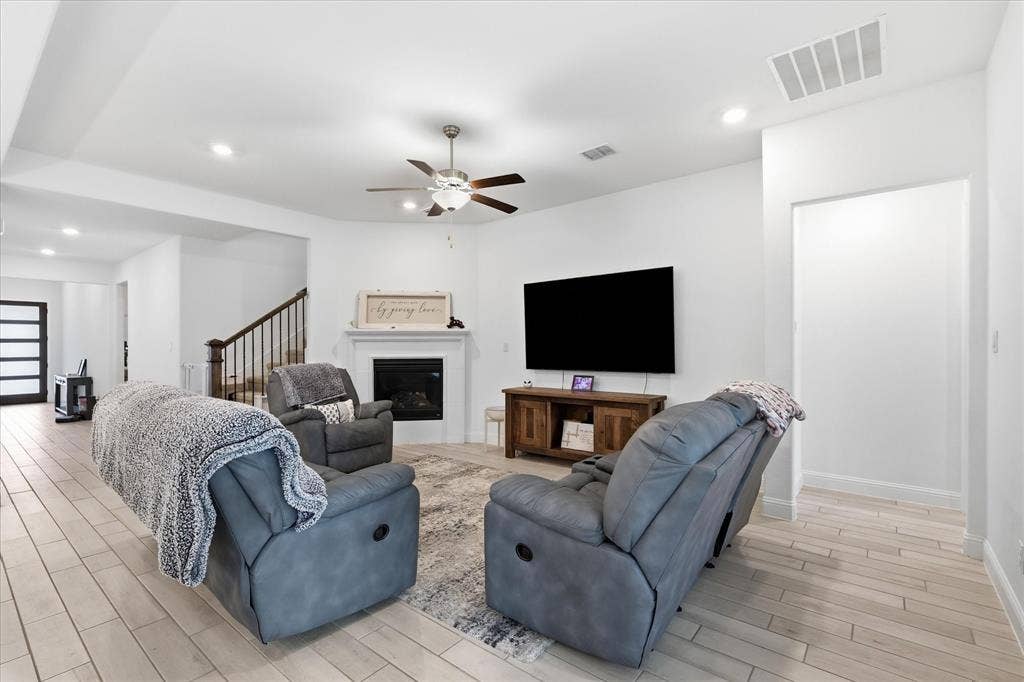 2637 Basswood Drive, Northlake, TX 76226 White walls with recessed lighting and a ceiling fan