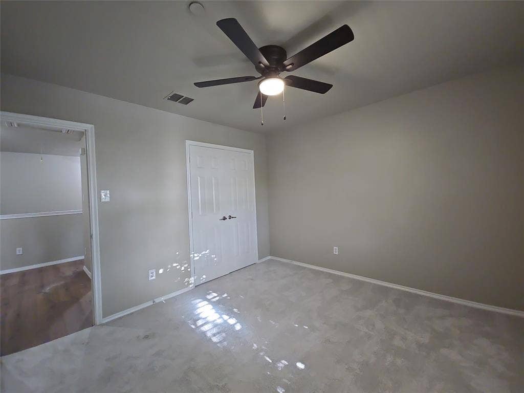 8621 Brunswick Drive, Plano, TX 75024 Recessed lighting, ceiling fan with light fixture, light gray carpeting, and white trim