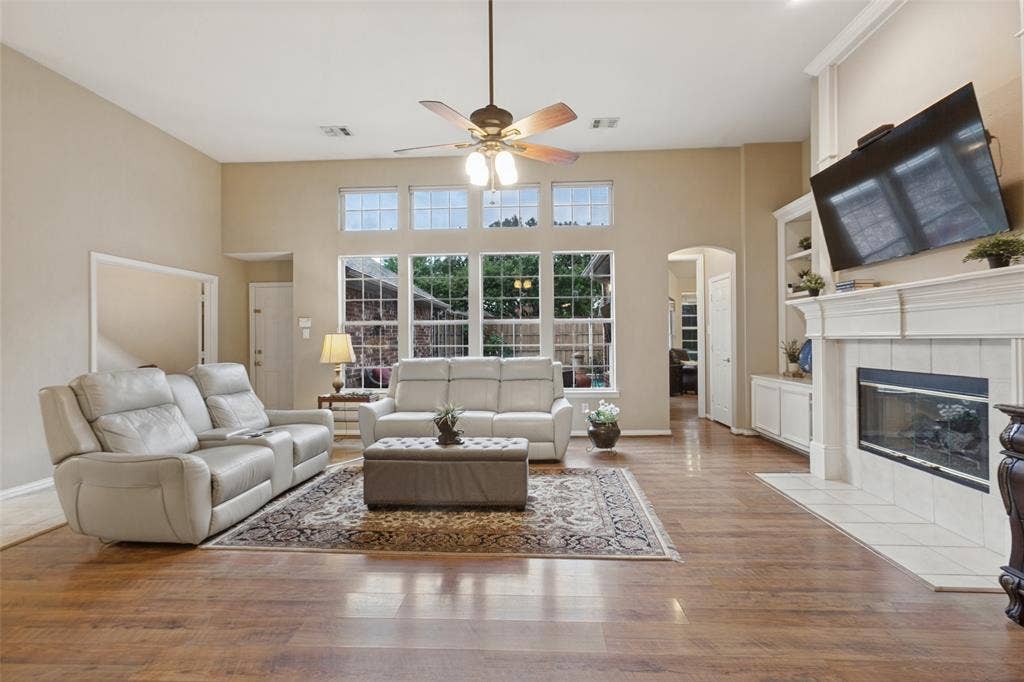 5406 Xavier Place, Richardson, TX 75082 Family room with Fireplace off the kitchen