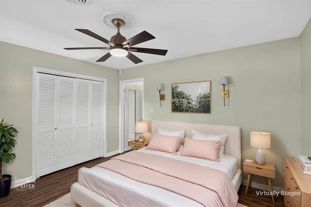 One of three bedrooms