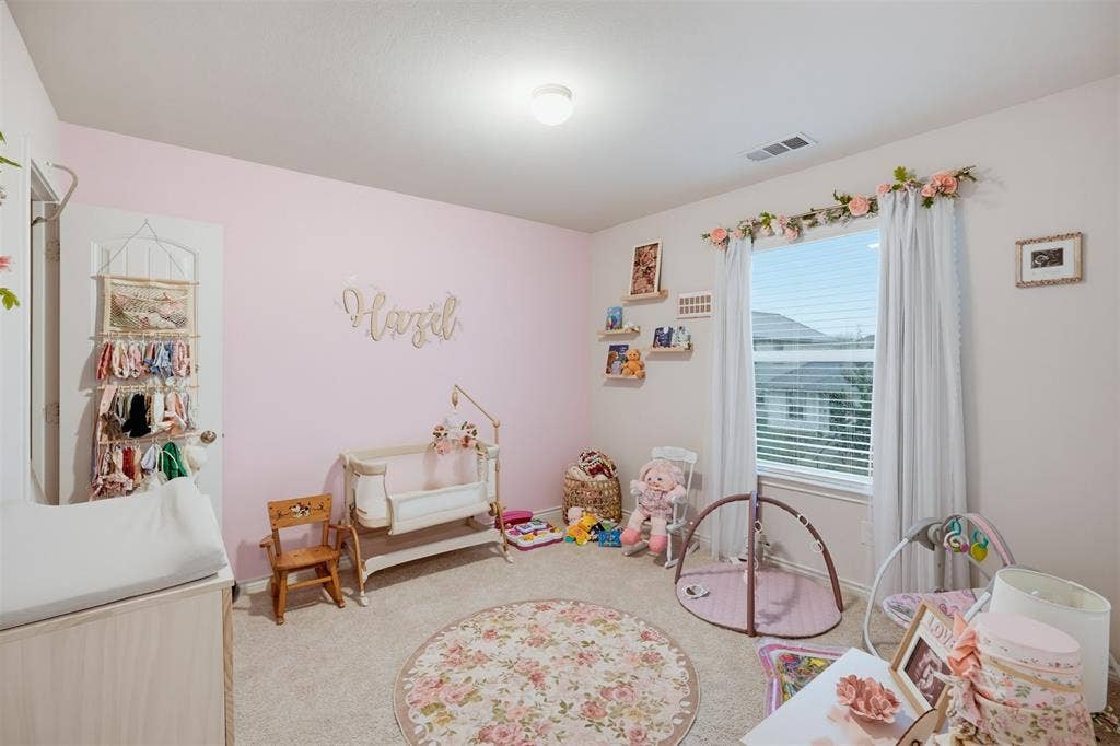 5525 Willamette Drive, Fort Worth, TX 76119 Recessed lighting, carpet flooring, window with blinds, and painted walls