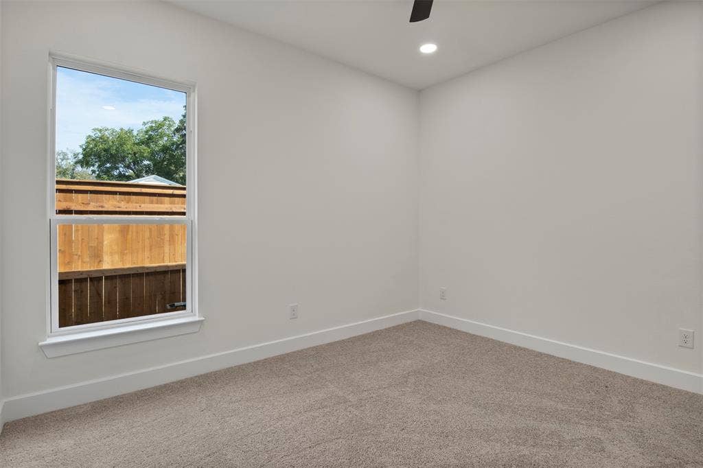 2507 Picadilly Boulevard, Mesquite, TX 75149 Recessed lighting, ceiling fan, white walls, and carpet flooring
